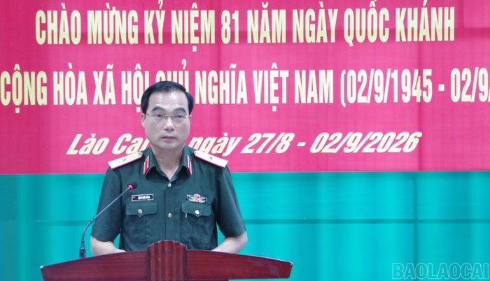 Thiếu tướng Đặng Quốc Đồng - Ủy viên Ban Thường vụ Tỉnh ủy, Chỉ huy trưởng Bộ Chỉ huy Quân sự tỉnh Lào Cai phát biểu khai mạc giải.
