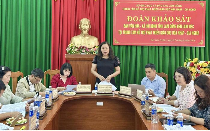 Đoàn khảo sát Ban Văn hóa - Xã hội HĐND tỉnh Lâm Đồng làm việc tại Trung tâm Hỗ trợ phát triển giáo dục hòa nhập Gia Nghĩa, khảo sát việc thực hiện chính sách đối với học sinh khuyết tật và nắm bắt những khó khăn, vướng mắc
