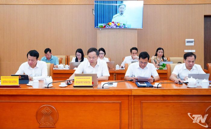 Các đại biểu dự Hội nghị tại điểm cầu tỉnh Thái Nguyên.