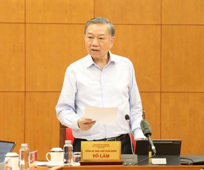 Đồng chí Tổng Bí thư, Chủ tịch nước Tô Lâm phát biểu chỉ đạo tại cuộc làm việc.