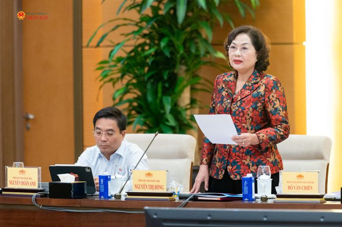 Phó Chủ tịch Quốc hội Nguyễn Thị Hồng phát biểu tại phiên họp