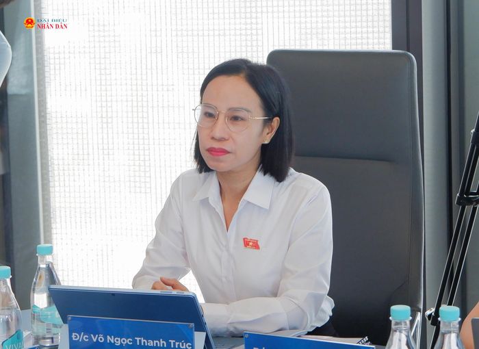 Phó Trưởng Đoàn ĐBQH TP. Hồ Chí Minh Võ Ngọc Thanh Trúc trao đổi tại cuộc làm việc