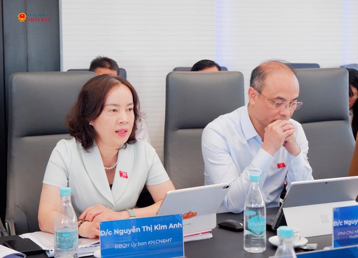 ĐBQH hoạt động chuyên trách tại Ủy ban Khoa học, Công nghệ và Môi trường Nguyễn Thị Kim Anh trao đổi tại cuộc làm việc