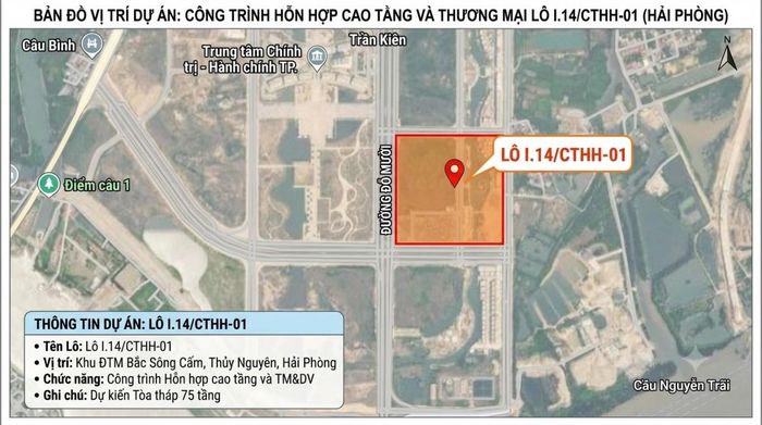 Dự án công trình hỗn hợp cao tầng và dịch vụ thương mại tại lô I.14/CTHH-01 thuộc khu đô thị Bắc Sông Cấm, phường Thủy Nguyên, Hải Phòng. Ảnh: Được tạo dưới sự hỗ trợ của AI