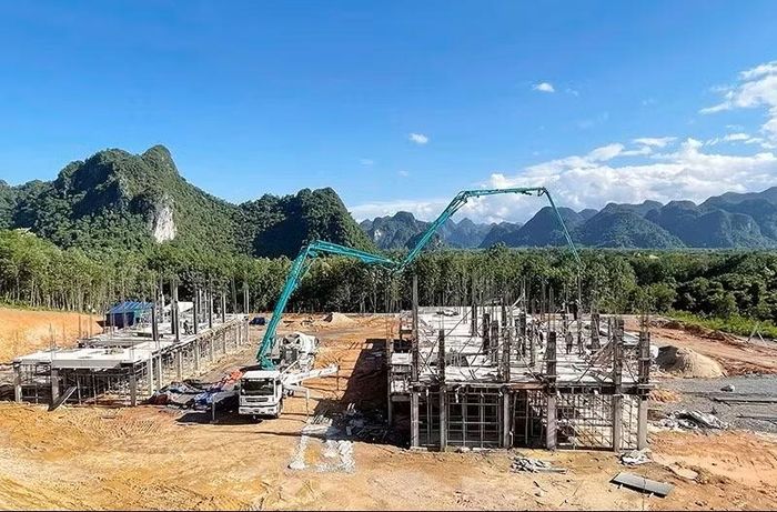 Công trình trụ sở Công an xã Kim Phú, tỉnh Quảng Trị đang được thi công xây dựng.