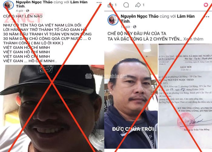 Hình ảnh đối tượng Thảo đăng tải thông tin xấu độc, xúc phạm trên không gian mạng.