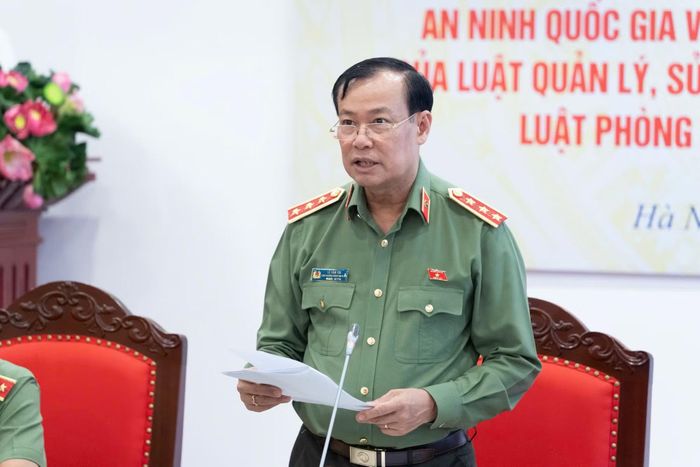 Thượng tướng Lê Tấn Tới, Chủ nhiệm UBQPANĐN phát biểu tại phiên họp.