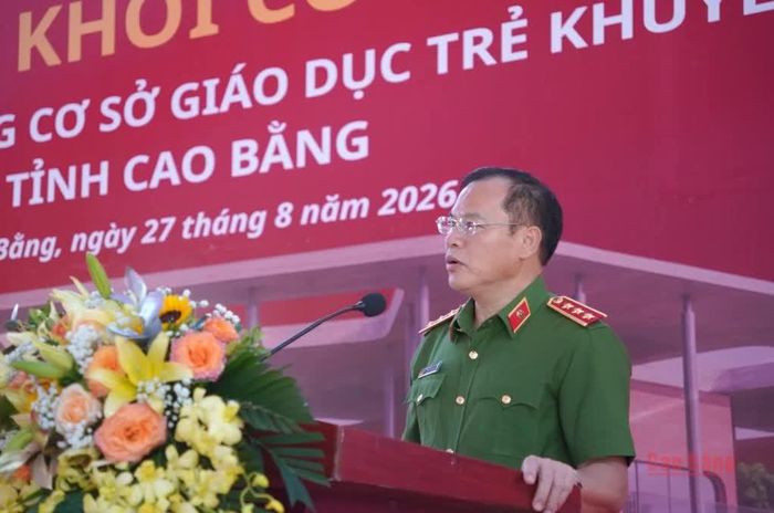 Thượng tướng Nguyễn Văn Long, Ủy viên Trung ương Đảng, Thứ trưởng Bộ Công an phát biểu tại buổi lễ.