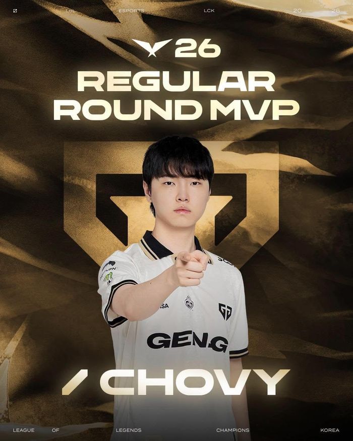 Chovy được bình chọn là MVP của mùa giải LCK 2026
