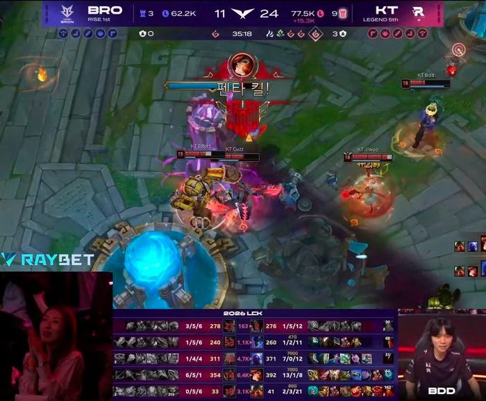 KT dẫn trước 1-0 nhờ sự tỏa sáng của Jiwoo với một cú Pentakill