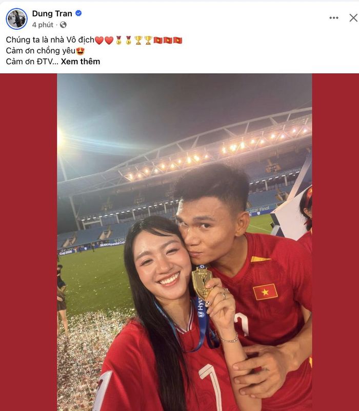 Vợ Xuân Mạnh viết trên trang cá nhân. Ảnh chụp màn hình