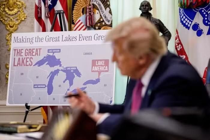 Ông Trump ký sắc lệnh hành pháp, chỉ đạo Bộ Nội vụ Mỹ đổi tên hồ Ontario thành “hồ Mỹ”. Ảnh: Getty Images