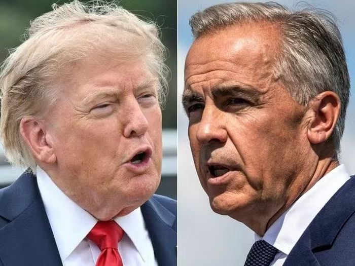 Tổng thống Mỹ Donald Trump và Thủ tướng Canada Mark Carney. Ảnh: AFP