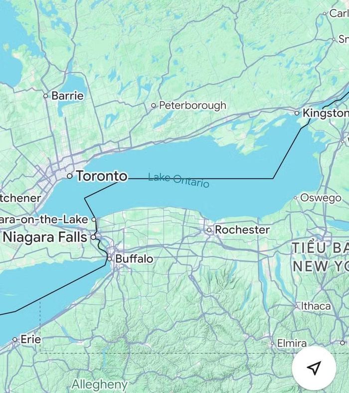 Vị trí hồ Ontario nằm giữa biên giới 2 quốc gia Mỹ- Canada