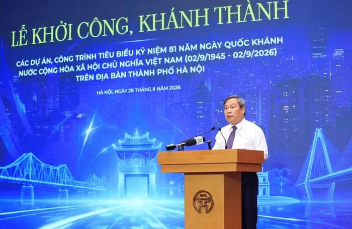 Chủ tịch UBND TP Hà Nội Vũ Đại Thắng phát biểu tại buổi lễ