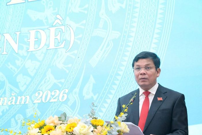 Phó Bí thư Tỉnh ủy, Chủ tịch HĐND tỉnh Quảng Ngãi Nguyễn Đức Tuy phát biểu
