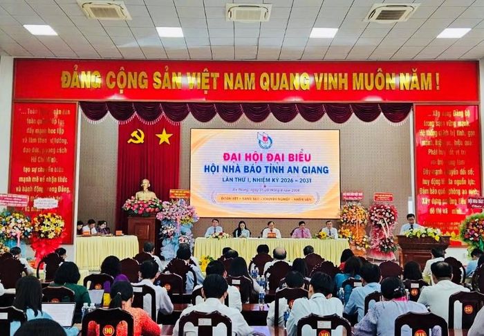 Các đại biểu tham dự Đại hội đại biểu Hội Nhà báo Việt Nam tỉnh An Giang lần thứ I, nhiệm kỳ 2026 - 2031