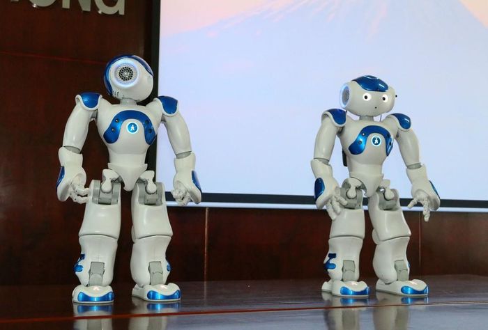 Robot NAO biểu diễn và giao lưu với sinh viên, giáo viên Trường Đại học Lạc Hồng. Ảnh: Sỹ Tuyên - TTXVN