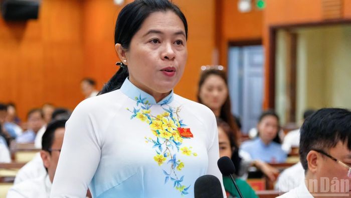 Đại biểu phát biểu tại kỳ họp. (Ảnh: THẾ ANH)