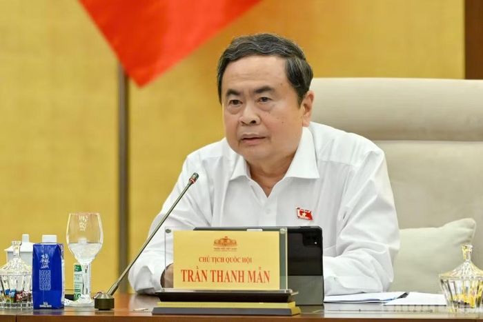 Chủ tịch Quốc hội Trần Thanh Mẫn phát biểu ý kiến tại phiên họp. (Ảnh: THỦY NGUYÊN)