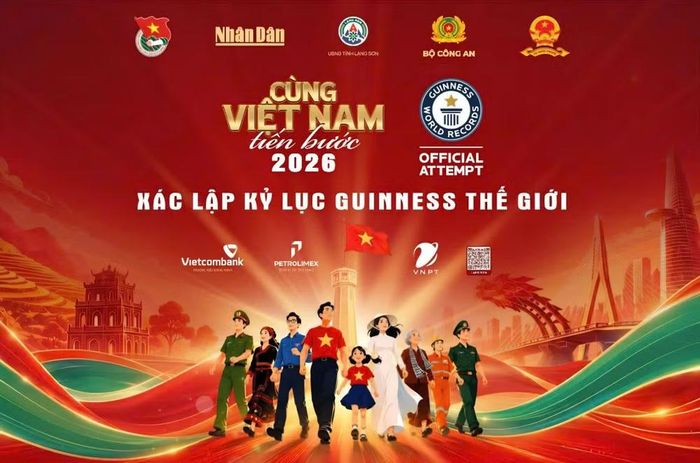 Banner chính của Chương trình "Cùng Việt Nam tiến bước" năm 2026 tại Lạng Sơn.