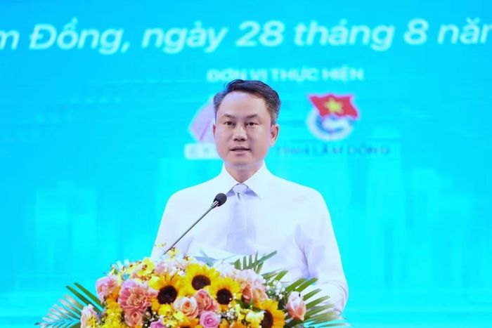 Đồng chí Nguyễn Kim Quy phát biểu ý kiến tại hội thi. (Ảnh: Trung ương Đoàn cung cấp)