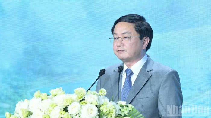 Ủy viên Trung ương Đảng, Bí thư Tỉnh ủy Tây Ninh Nguyễn Văn Quyết phát biểu.