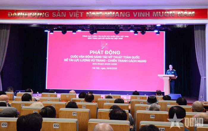  Quang cảnh lễ phát động Cuộc vận động sáng tác mỹ thuật toàn quốc đề tài Lực lượng vũ trang - Chiến tranh cách mạng giai đoạn 2026-2030. 
