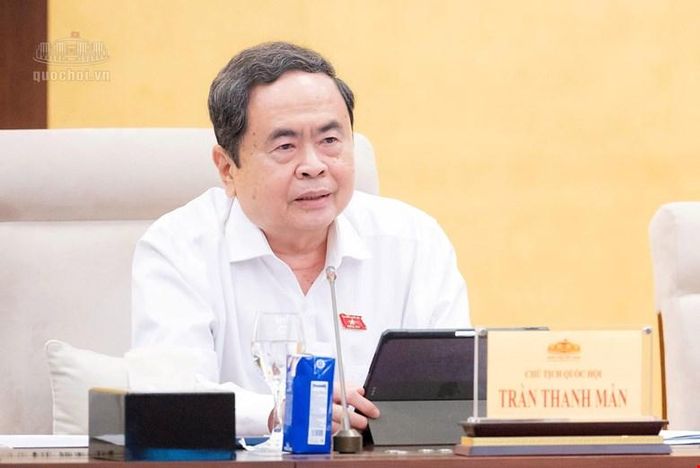  Chủ tịch Quốc hội Trần Thanh Mẫn cho ý kiến về dự thảo luật. Ảnh: Cổng thông tin điện tử Quốc hội 