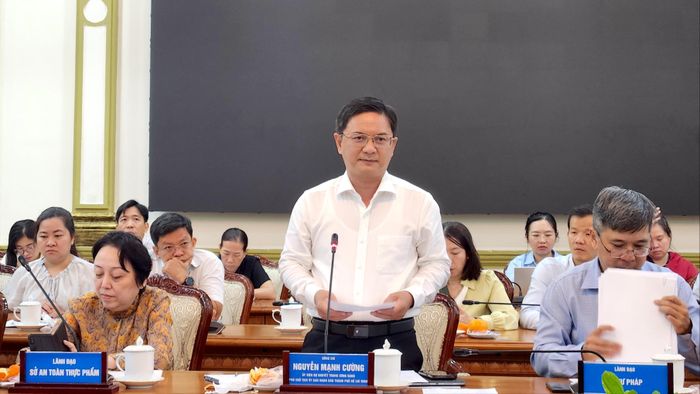  Phó Chủ tịch UBND TPHCM Nguyễn Mạnh Cường phát biểu tại buổi làm việc ngày 28-8. 