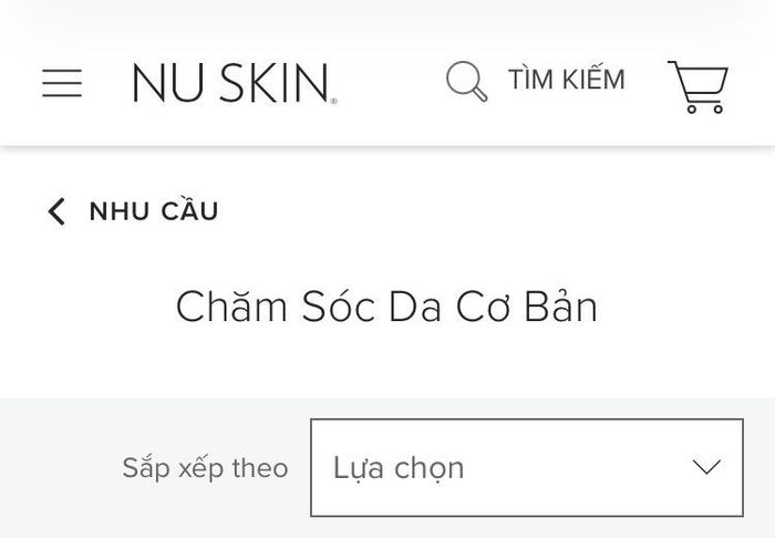 Trang web của Nu Skin Việt Nam. Ảnh chụp màn hình