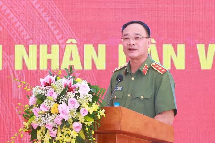 Thượng tướng Phạm Thế Tùng, Thứ trưởng Bộ Công an phát biểu tại buổi lễ.