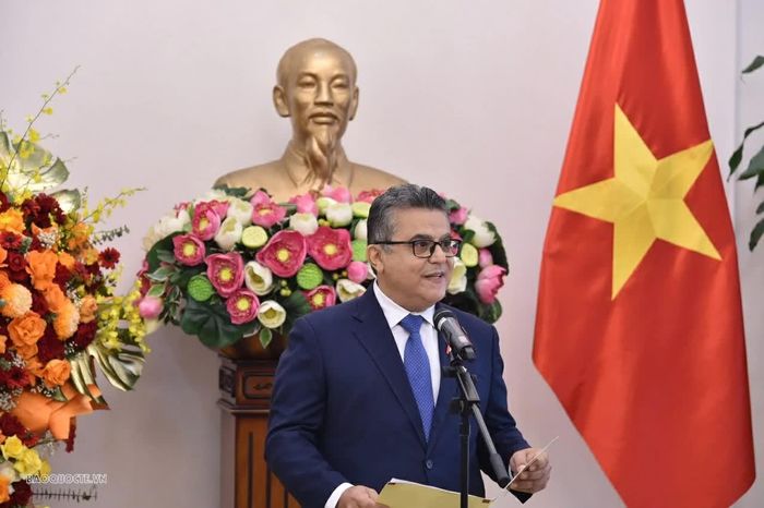 Đại sứ Saadi Mohamed Hasan Salama phát biểu đáp từ. (Ảnh: Quang Hòa)