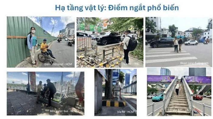 Những bất cập từ vỉa hè, lối tiếp cận đến điểm dừng có thể khiến người khuyết tật gặp khó khăn ngay từ chặng đầu của hành trình. (Nguồn: BTC)