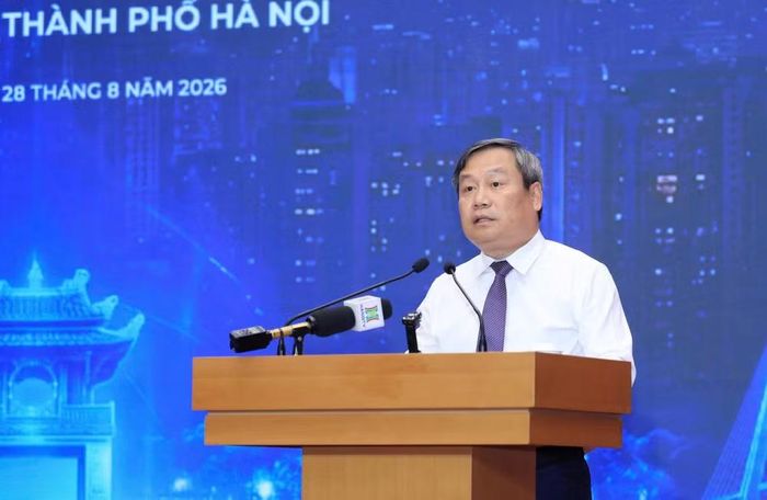 Chủ tịch UBND thành phố Hà Nội Vũ Đại Thắng phát biểu tại buổi lễ. Ảnh: P. Linh