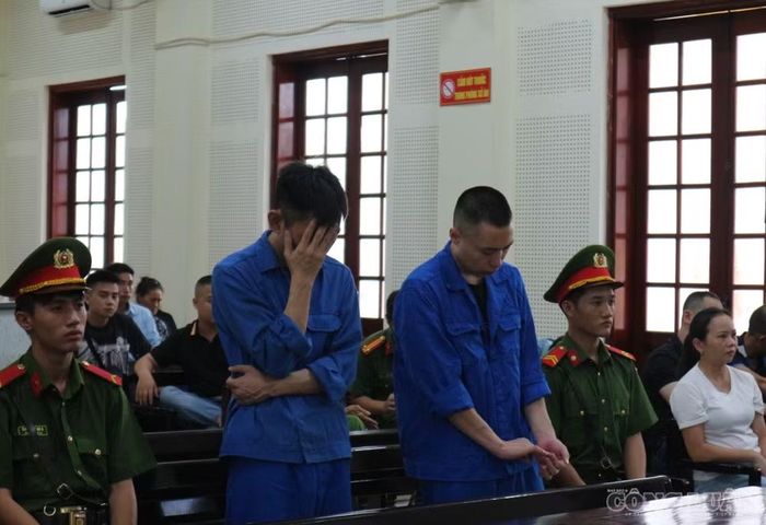 Bị cáo Đào An Cường (trái) tại tòa. Ảnh: Kim Long