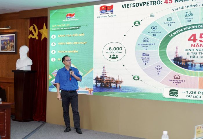 Đại diện đoàn viên đến từ Vietsovpetro trình bày chuyên đề “Chuyển đổi số tại Vietsovpetro”