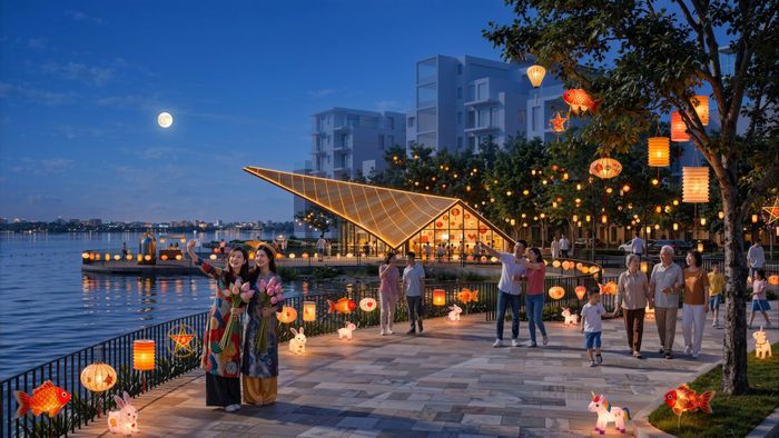 Người dân Thủ đô và du khách sẽ được trải nhiệm nhiều buổi triển lãm, trình diễn pháo hoa, nhạc nước ở Hồ Tây. Ảnh phối cảnh