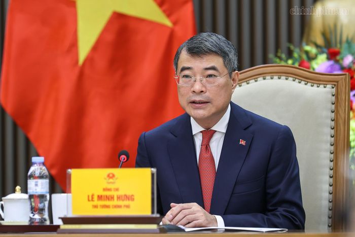 Thủ tướng Lê Minh Hưng tại cuộc điện đàm. Ảnh: VGP