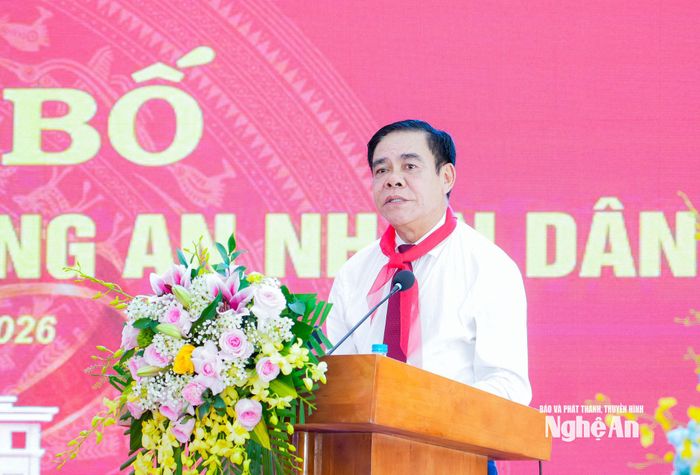 Đồng chí Võ Trọng Hải - Phó Bí thư Tỉnh ủy, Chủ tịch UBND tỉnh phát biểu tại buổi lễ. Ảnh: Phạm Bằng