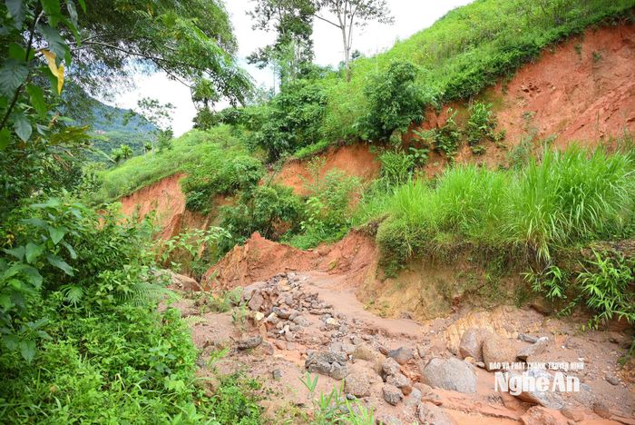 Suối Lở Lẹt đang bị sạt lở nghiêm trọng. Ảnh: Thành Cường