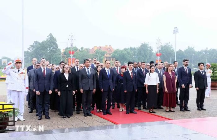 Đoàn Ngoại giao tại Việt Nam tưởng nhớ Chủ tịch Hồ Chí Minh. (Ảnh: An Đăng/TTXVN)