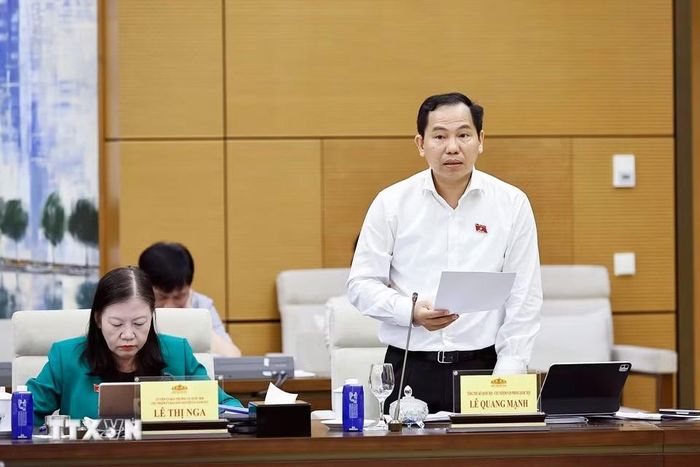 Tổng thư ký Quốc hội, Chủ nhiệm Văn phòng Quốc hội Lê Quang Mạnh phát biểu. (Ảnh: Doãn Tấn/TTXVN)