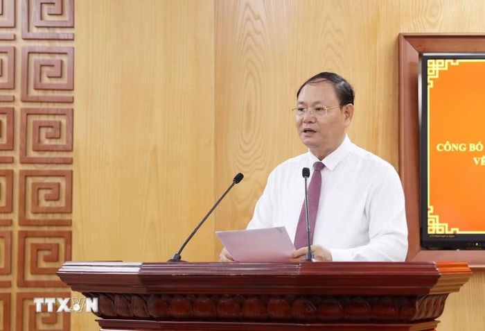 Bí thư Tỉnh ủy tỉnh Lai Châu Lê Minh Ngân phát biểu chỉ đạo và giao nhiệm vụ. (Ảnh: Quý Trung/TTXVN)