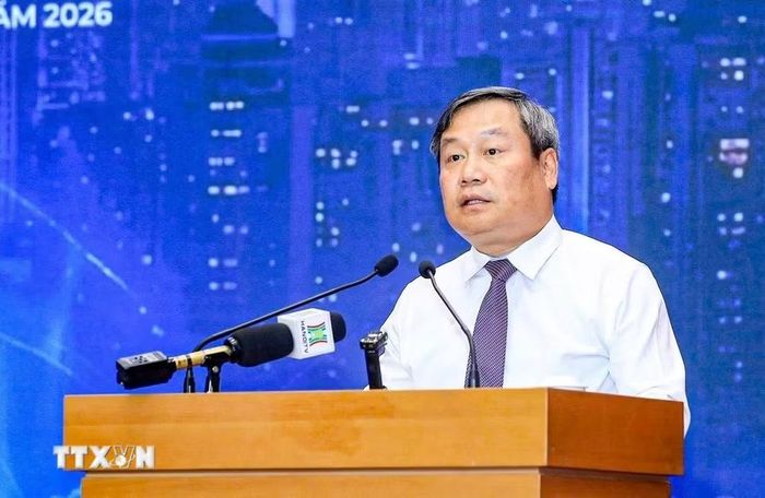 Chủ tịch Ủy ban Nhân dân thành phố Hà Nội Vũ Đại Thắng phát biểu. (Ảnh: Trung Nguyên/TTXVN)