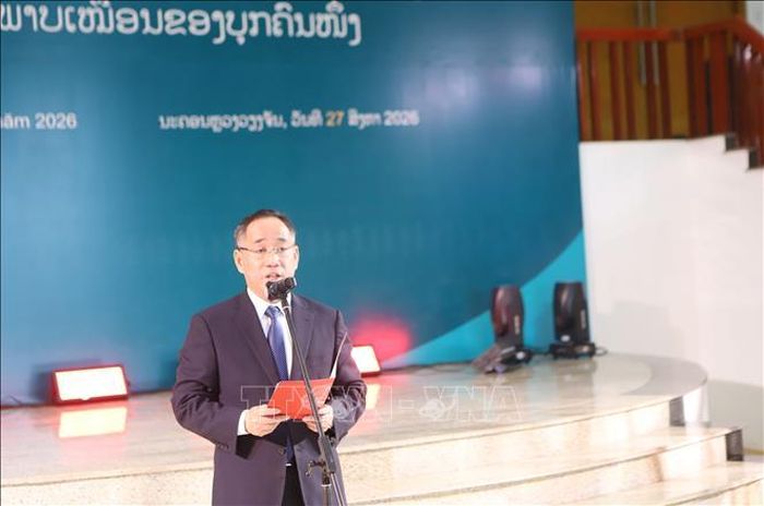 Giám đốc Bảo tàng Mỹ thuật Việt Nam Nguyễn Anh Minh phát biểu tại sự kiện. Ảnh: Xuân Tú/TTXVN