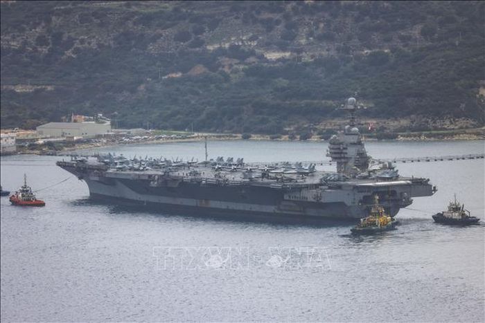 Tàu sân bay USS Gerald R. Ford của Mỹ. Ảnh: AA/TTXVN