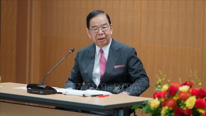 Đồng chí Shii Kazuo, Chủ tịch Ban chấp hành Trung ương Đảng Cộng sản Nhật Bản, tại buổi hội kiến đoàn đại biểu Đảng Cộng sản Việt Nam. Ảnh: Nguyễn Tuyến/TTXVN