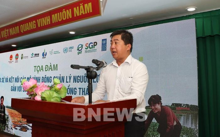 Ông Phạm Văn Toàn, Phó Chủ tịch Hội Nông dân tỉnh Đồng Tháp, phát biểu. Ảnh: Hồng Thái-TTXVN