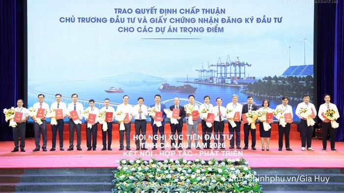 UBND tỉnh Cà Mau trao Quyết định chủ trương đầu tư, Giấy chứng nhận đăng ký đầu tư, Giấy chứng nhận cam kết đầu tư cho các doanh nghiệp.